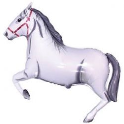 Шар Белая лошадь фольгированный с гелием