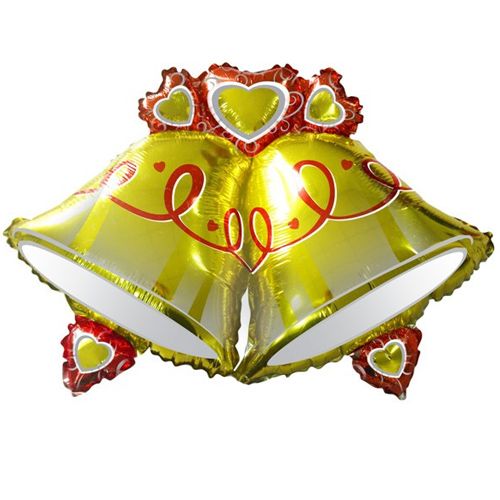 Колокольчики свадебные золотые фольгированный шар с гелием