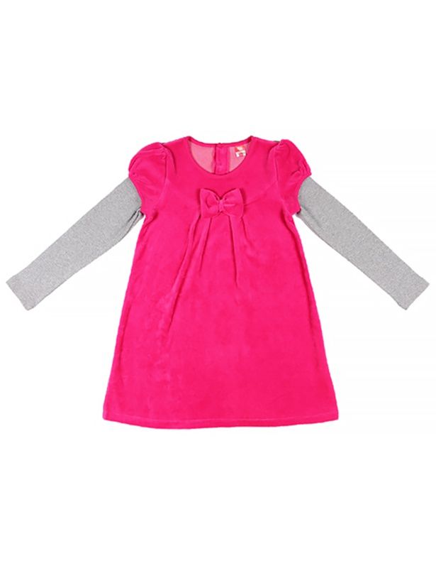 Розовое платье для девочки с меланжевой вставкой