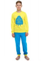 Пижама для мальчика желто-голубая с монстром на груди Клевер 761881