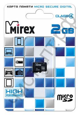 Карта памяти micro SD 2GB MIREX без адаптеров BL-1