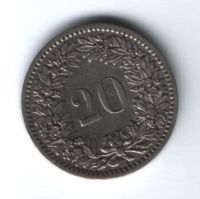 20 раппенов 1887 г. редкий год Швейцария