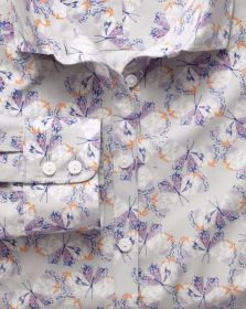 Женская рубашка серая с узором из бабочек Charles Tyrwhitt приталенная Fitted (WT030MLT)