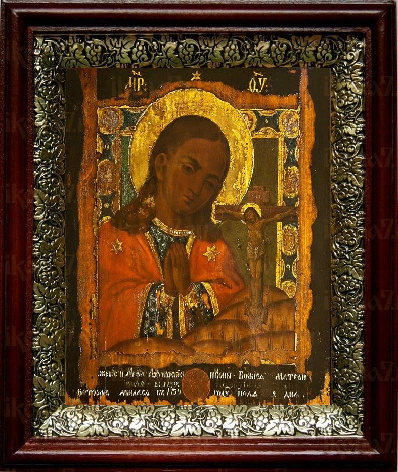 Ахтырская икона Божьей Матери (19х22), темный киот