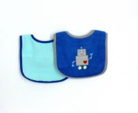 Нагрудники для малыша голубой однотонный и синий с роботом 02196