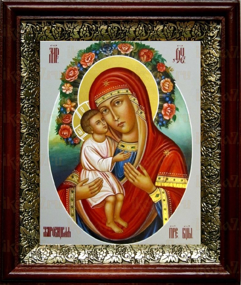 Жировицкая икона Божьей Матери (19х22), темный киот