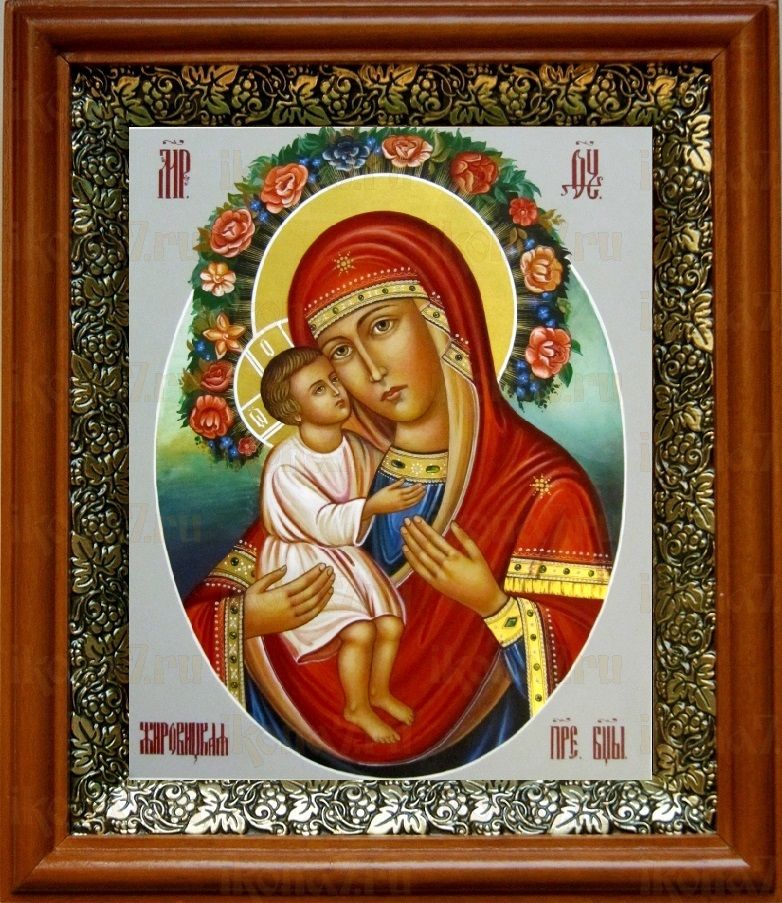 Жировицкая икона Божьей Матери (19х22), светлый киот