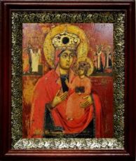 Рудненская икона Божьей Матери (19х22), темный киот