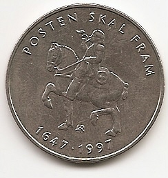 350 лет Норвежской почтовой службе  5 крон Норвегия 1997