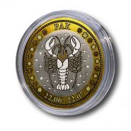 РАК, монета 10 рублей, с гравировкой, знаки ЗОДИАКА