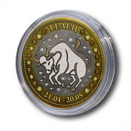 ТЕЛЕЦ, монета 10 рублей, с гравировкой, знаки ЗОДИАКА