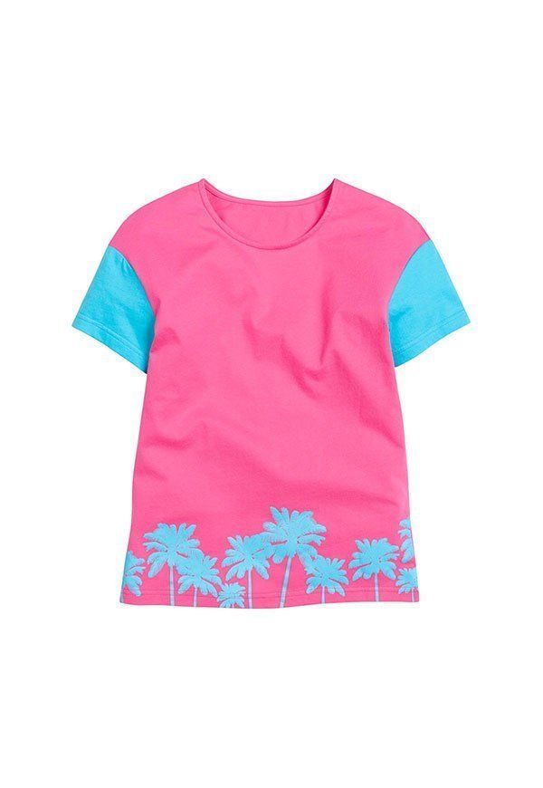 Розовая футболка Пальмы для девочки 10 лет