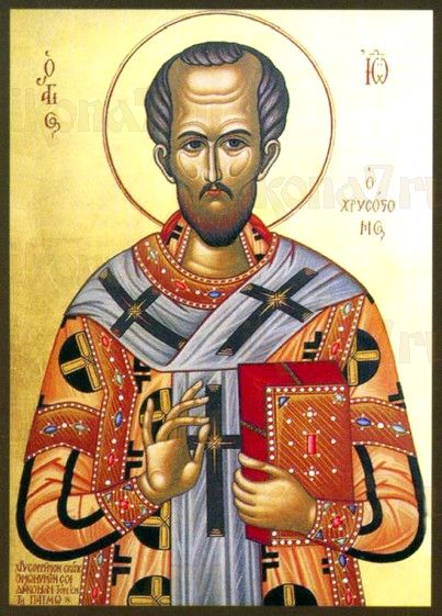 Иоанн Златоуст (рукописная икона)