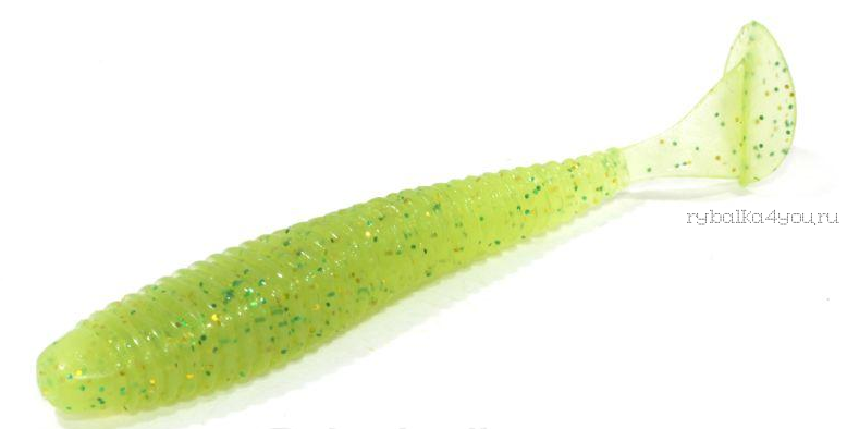 Виброхвост Aiko Magic Grub 4" 100 мм / Запах Рыба / упаковка 6шт / цвет: 006-Lime