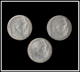 Германия 3 Рейх 2 марки 1937,1938,1939гг. Набор 3шт. Оригинал . Серебро