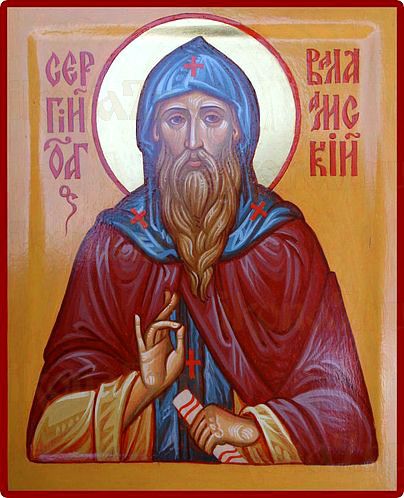 Сергий Валаамский (рукописная икона)
