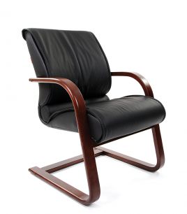 Кресло CHAIRMAN 445 WD/black для посетителя, кожа, цвет черный