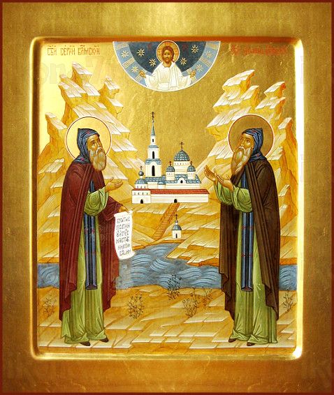 Сергий и Герман Валаамские (рукописная икона)