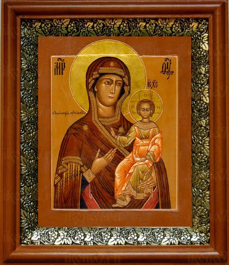 Смоленская икона Божьей Матери (19х22), светлый киот