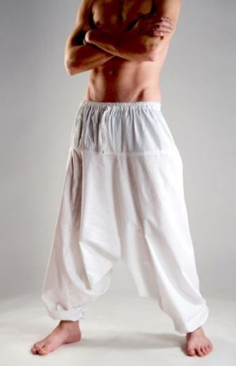 Белые мужские штаны алладины для йоги, купить в Москве. Интернет магазин Инд Базар