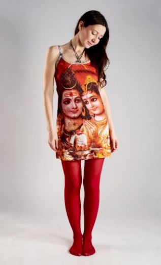Индийское платье с божествами Шивой и Парвати