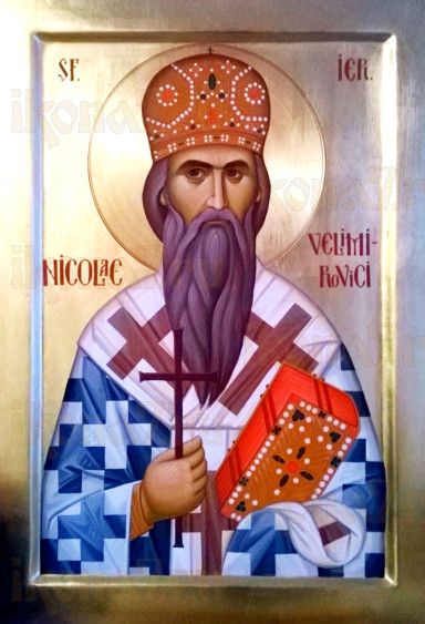 Николай Сербский (рукописная икона)