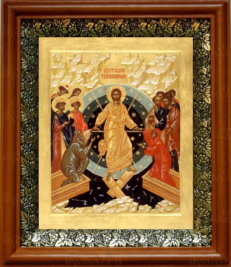 Воскресение Христово (19х22), светлый киот