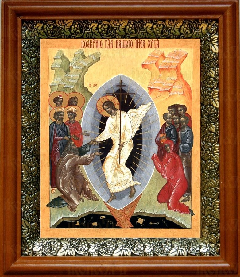 Воскресение Христово (19х22), светлый киот