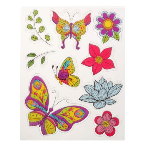 Набор штампов для раскрашивания "Бабочки и цветы", 14 х18 см