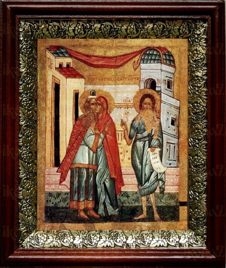 Зачатие Иоанна Предтечи (19х22), темный киот