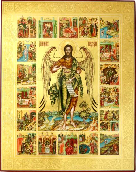 Иоанн Предтеча Ангел Пустыни с житием (рукописная икона)