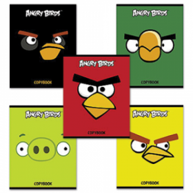 Тетрадь 48 л., "Хатбер. Angry Birds", клетка, выборочный лак
