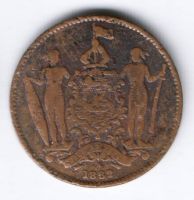 1 цент 1882 г. Британское Северное Борнео