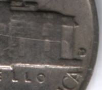 5 центов 1942 г. редкий тип, D over D, США