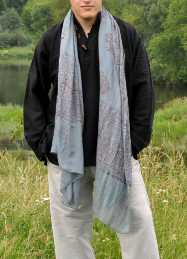 Серый мужской индийский шарф из хлопка, 300 руб. Купить в интернет магазине в Москве