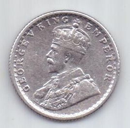1/4 рупии 1917 г. AUNC Индия (Великобритания)