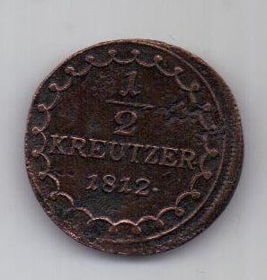 1/2 крейцера 1812 г. S. Австрия.
