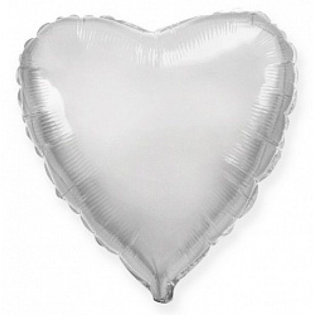 Сердце серебряное шар фольгированный с гелием