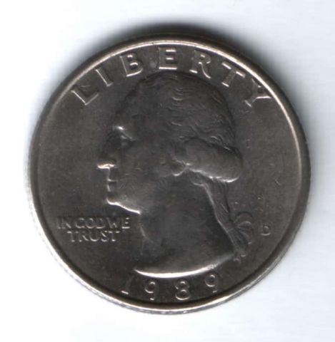 1/4 доллара 1989 г. США, D