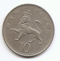 10 новых пенсов (Регулярный выпуск) Великобритания 1973