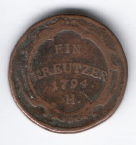 1 крейцер 1794 г. Бургау Австрия