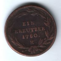 1 крейцер 1780 г. Австрия