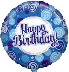 Синие кружки С днем рождения шар фольгированный с гелием