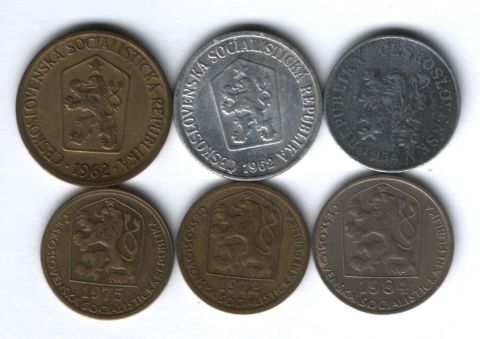 Набор монет Чехословакия 1954-1984 г. 6 шт.
