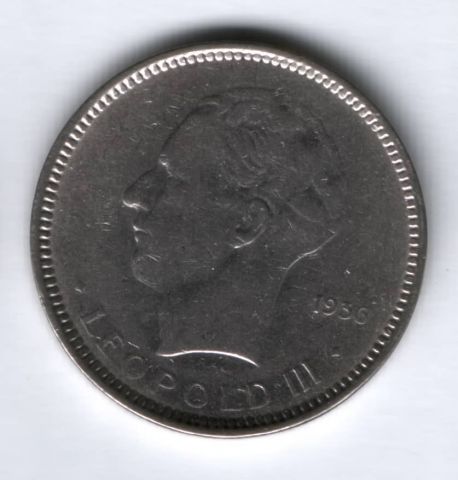 5 франков 1936 г. Бельгия BELGIE