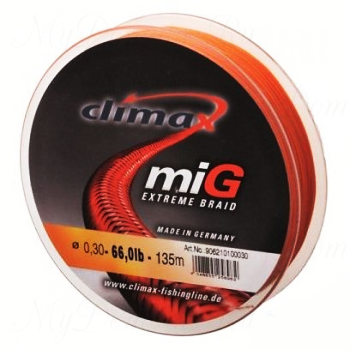 Плетёный шнур Climax Mig Extreme Braid 135m 0,08мм 5.9кг (оранжевый)