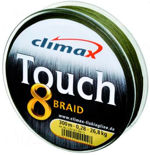 Плетёный шнур Сlimax Touch 8 Braid (тёмно-зеленый) 135м 0,28мм 26,8кг (круглый)