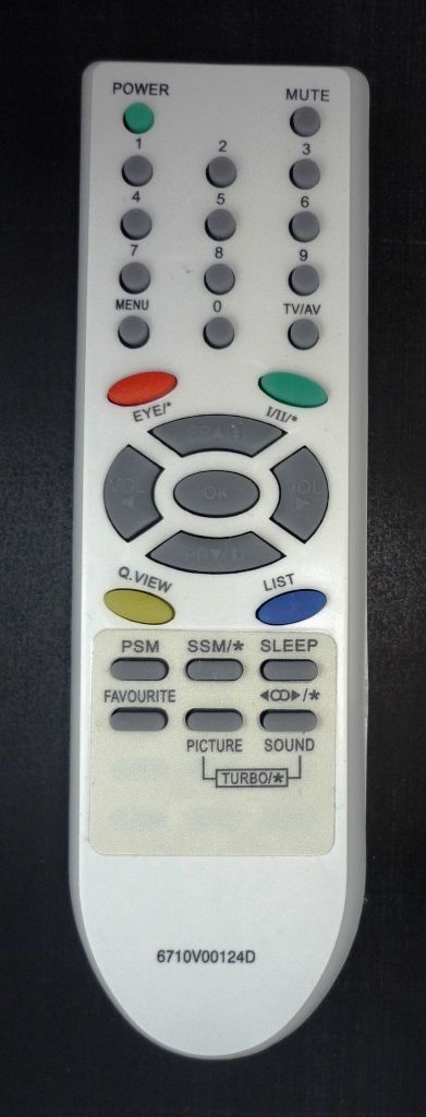 LG 6710V00124D (TV) (CT-14F95M, CT-20T35M, CT-21Q45RQ, CT-25Q45RQ, CT-29Q45RQ, RT-21FB35, 15FC2AB, 21FB3RB-TH, 21FC1RB, 21FS2CG, 21FS7RG-TS, 21FU2RG)