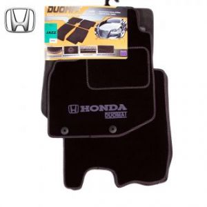 Коврики текстильные для Honda Jazz II в салон автомобиля Doumat (Польша) - 4 шт | Автоковрики ворсовые (велюровые) в машину Хонда Джаз 2 - черные