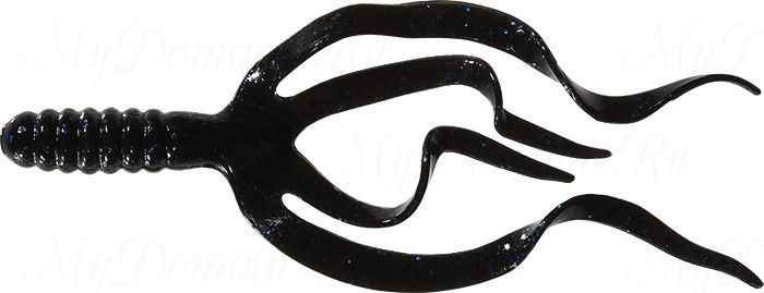 Твистер четыреххвостый MISTER TWISTER Split Double Tail 10 см уп. 20 шт. 3BS (чёрный с голубыми блёстками)